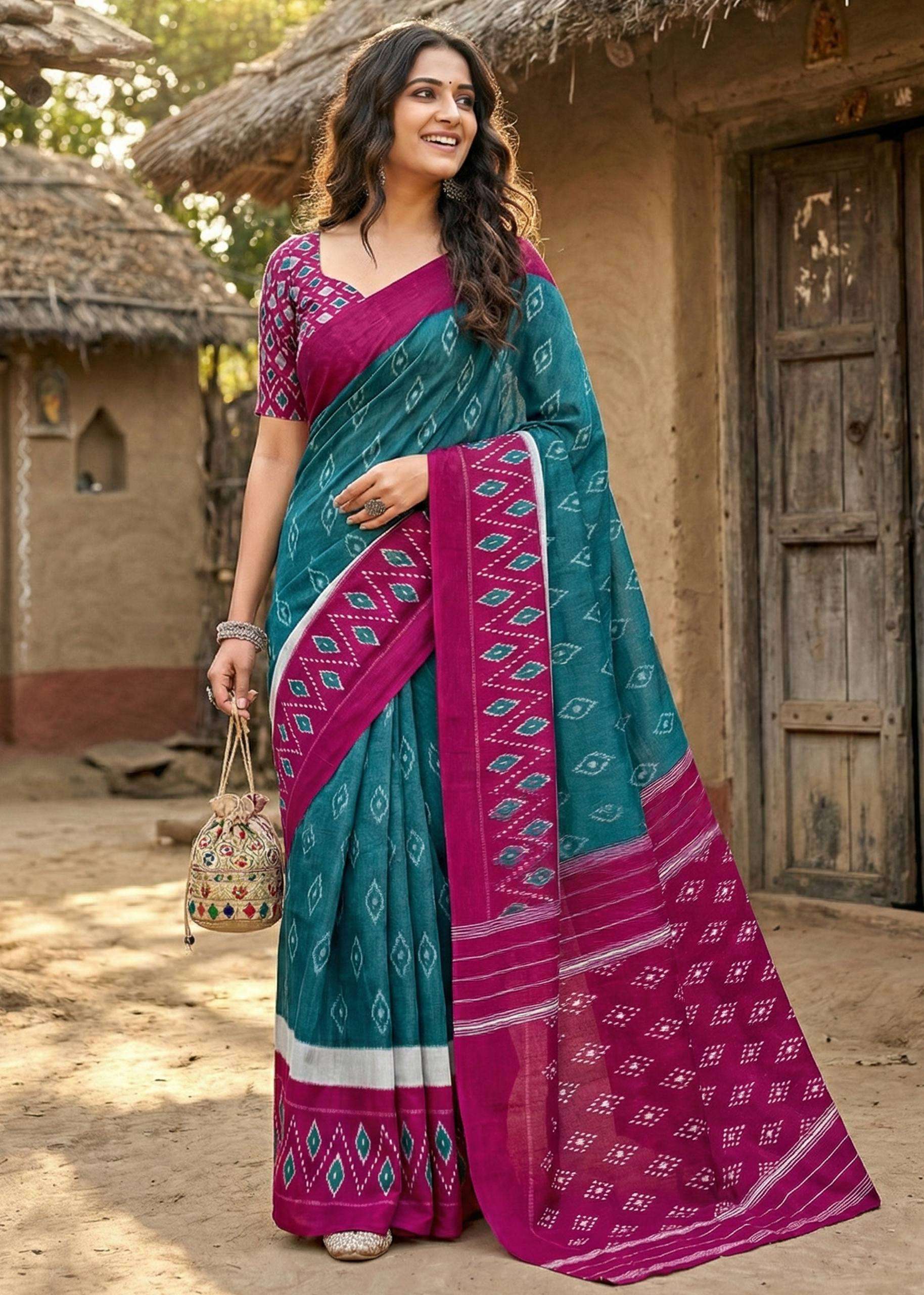  Lunching New Demanding Ikkat mulmul cotton fabric Hand pr...