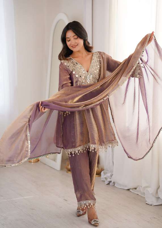 LW 9325 PREMIUM READYMADE MIRROR WORK KURTI PANT SUIT EID MO...