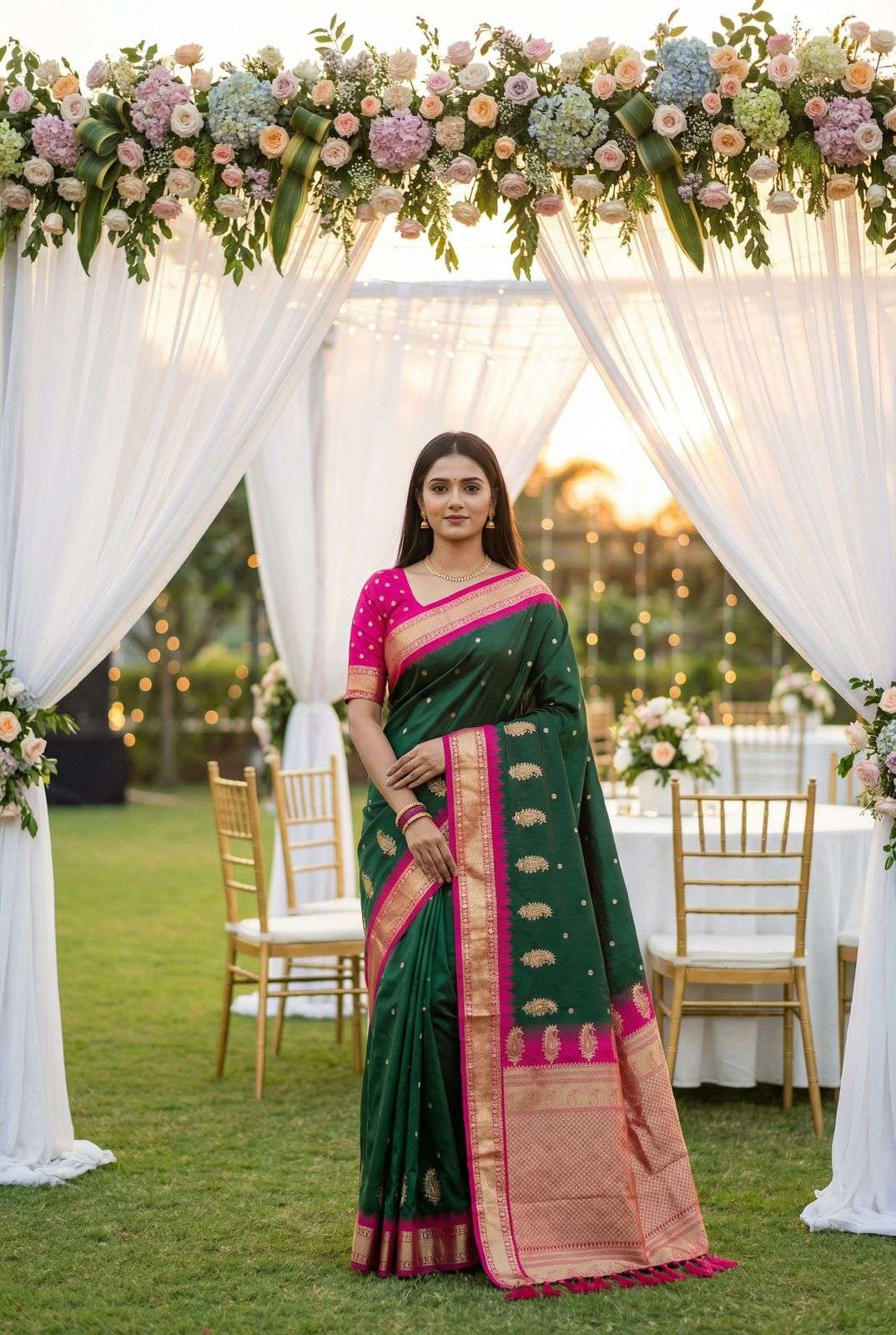  Mango  iconic and Soft Banarasi silk fabric sanskari wear w...