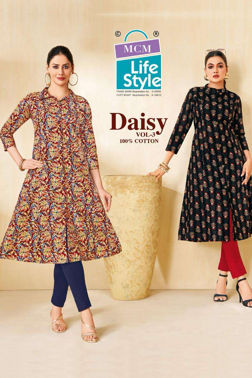 MCM DAISY VOL 3 COTTON A LINE WESTERN KURTIS COLLECTION VIRA...