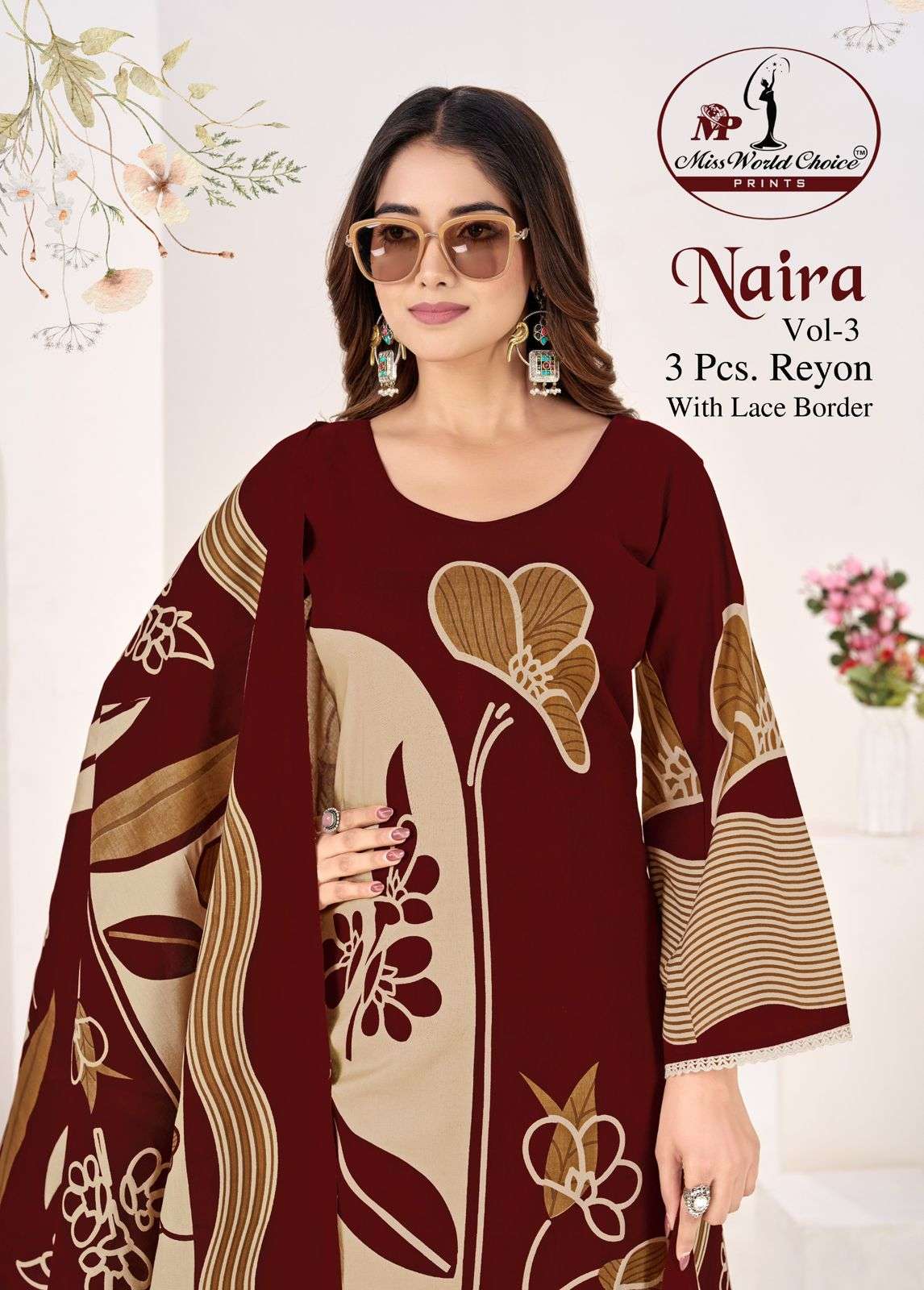 MISS WORLD CHOICE NAIRA VOL 3 RAYON FABRIC FLORAL DESIGN SUI...