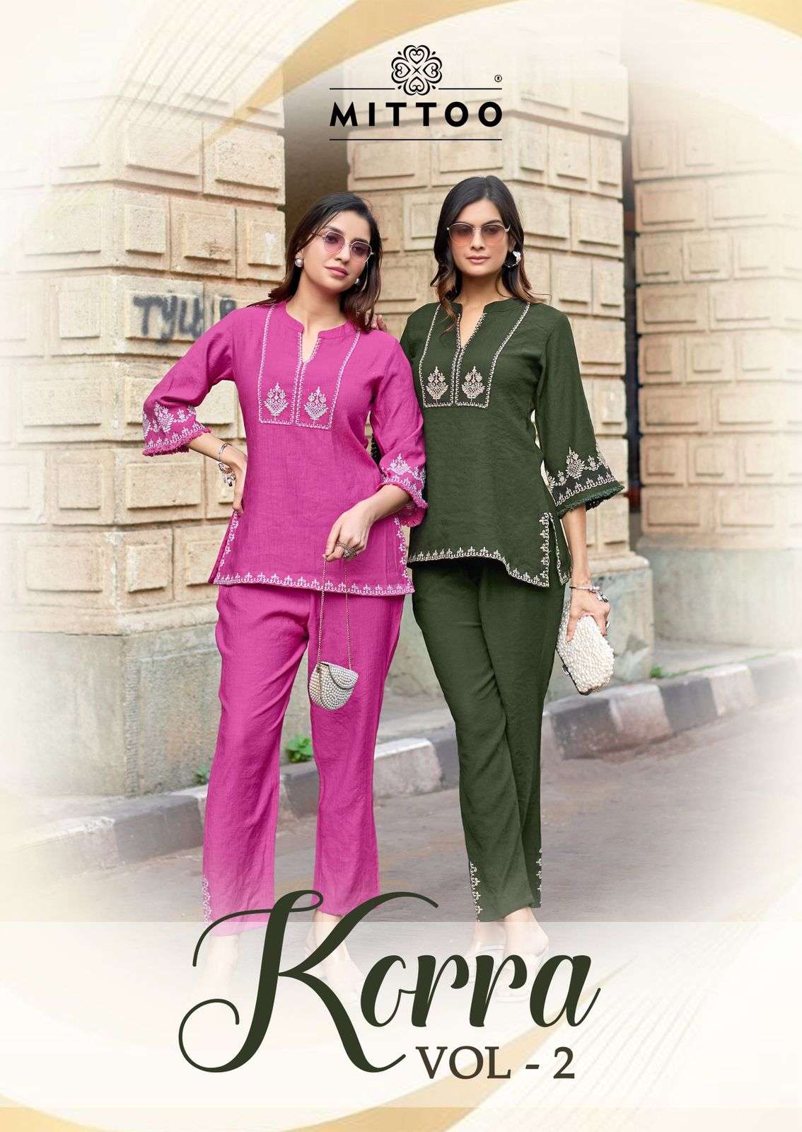 MITTOO KORRA VOL 2 VISCOSE THREAD WORK SHORT TOP PANT TYPE C...