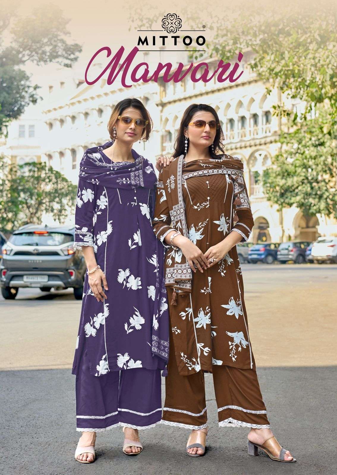 MITTOO MANVARI RAYON FLOWER PRETTY DESIGN SUIT FOR WOMEN WHO...