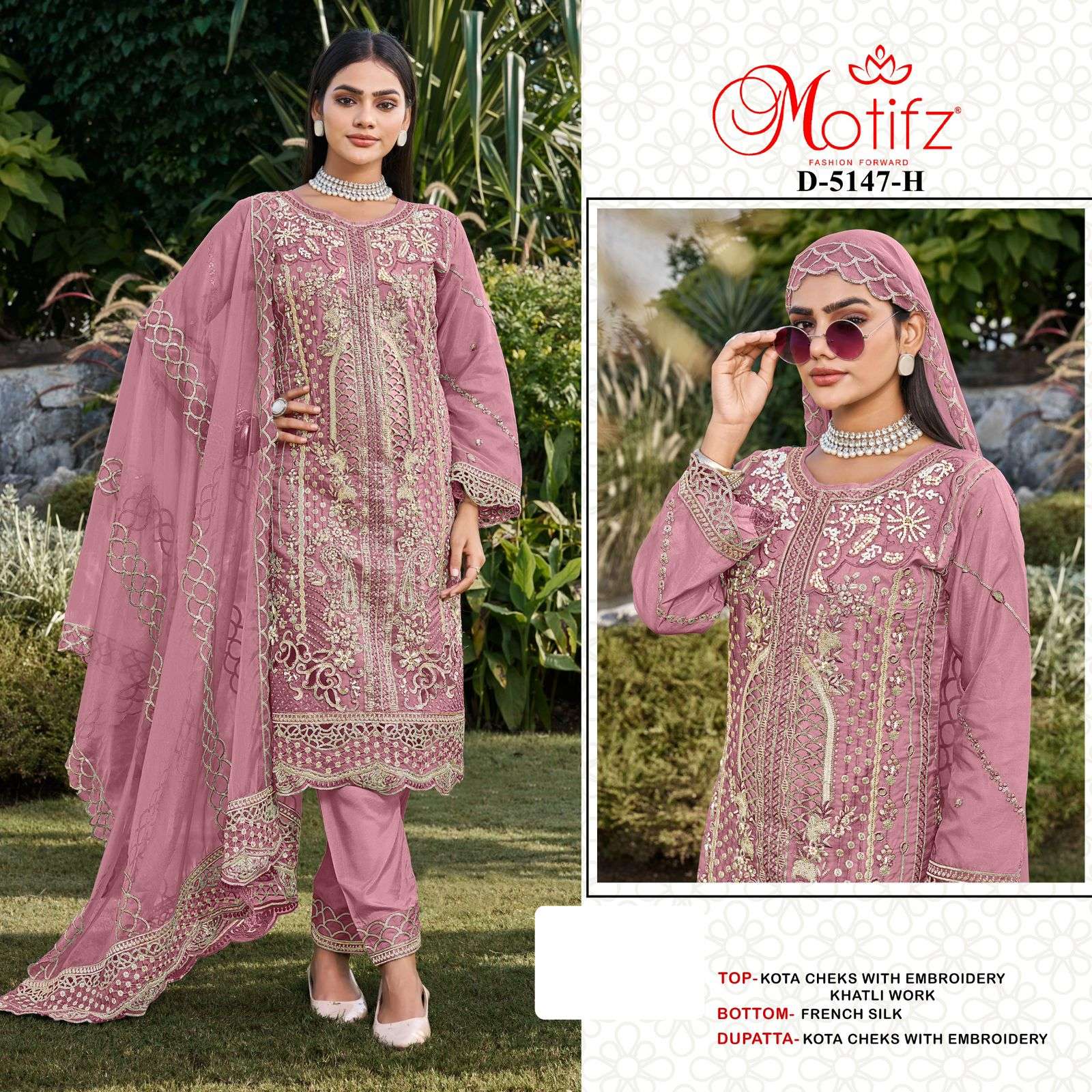 MOTIFZ 5147 KOTA CHEKS EMBROIDERY HEAVY SUIT FOR UNSTITCH SE...
