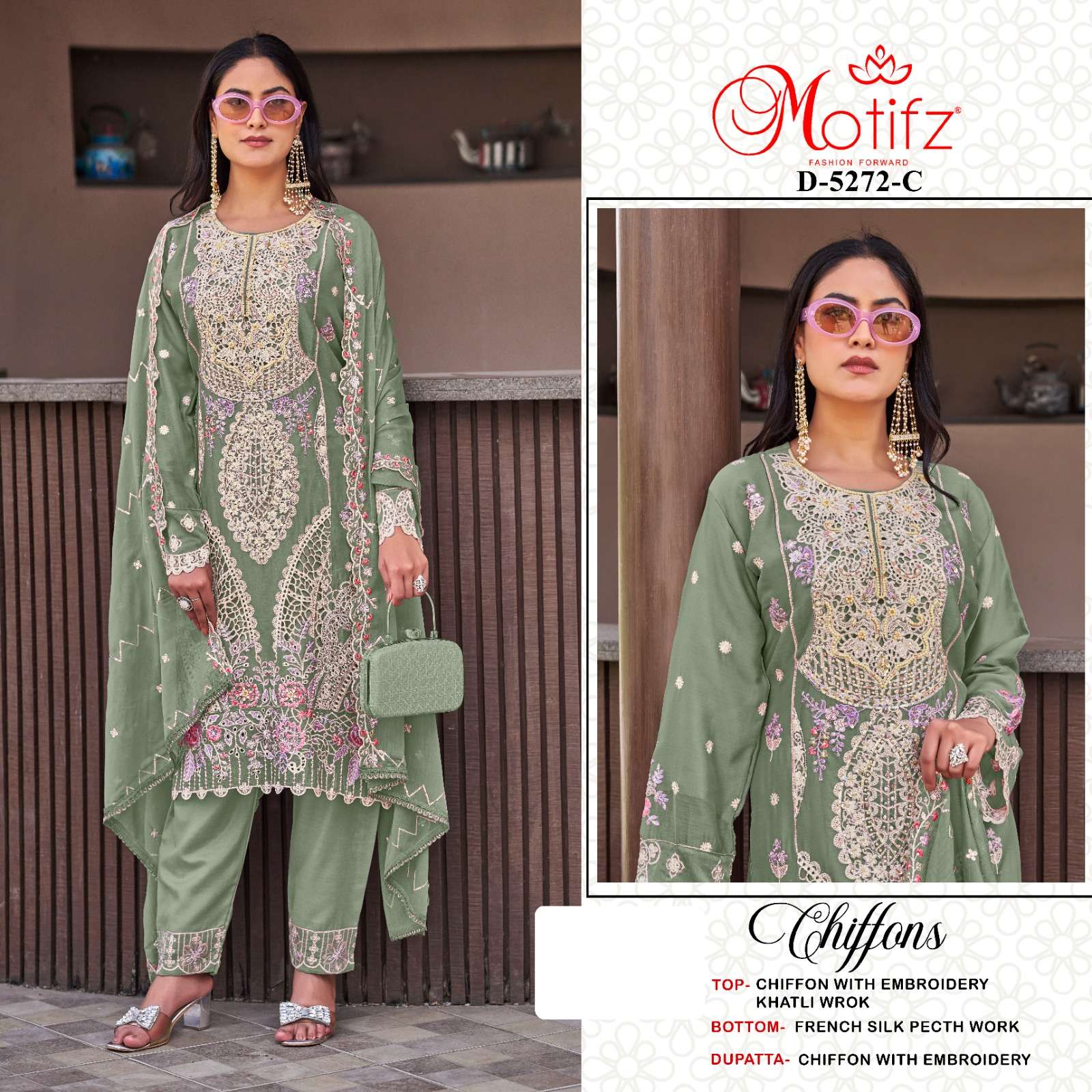 MOTIFZ 5272 SHIFFON WITH HEAVY DESIGN LADIES SUIT FOR WEDDIN...