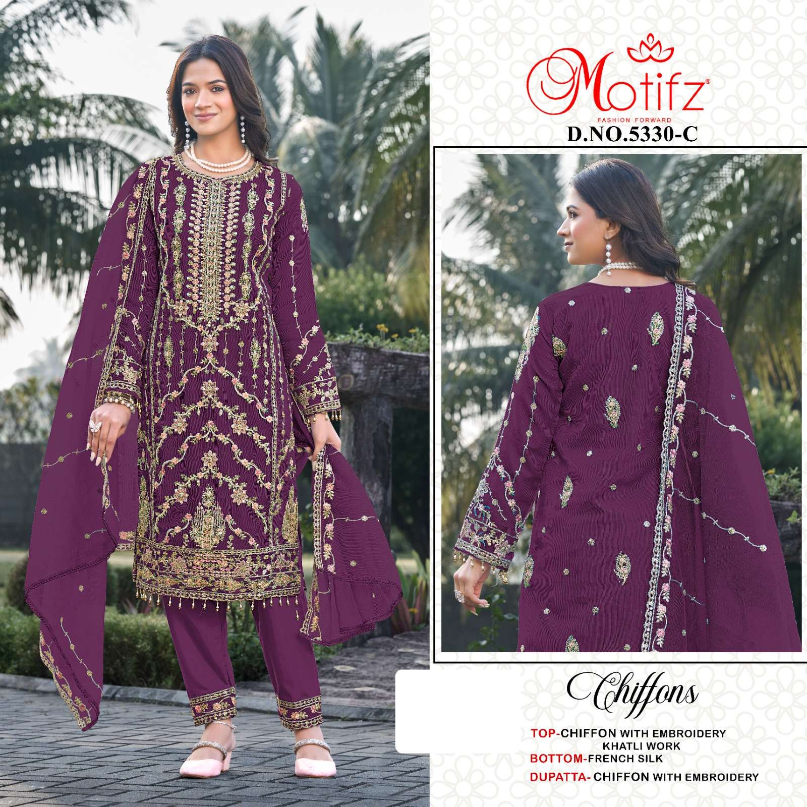 MOTIFZ 5330 TOP BRAND SHIFFON WITH EMBROIDERY SUIT LADIES SU...