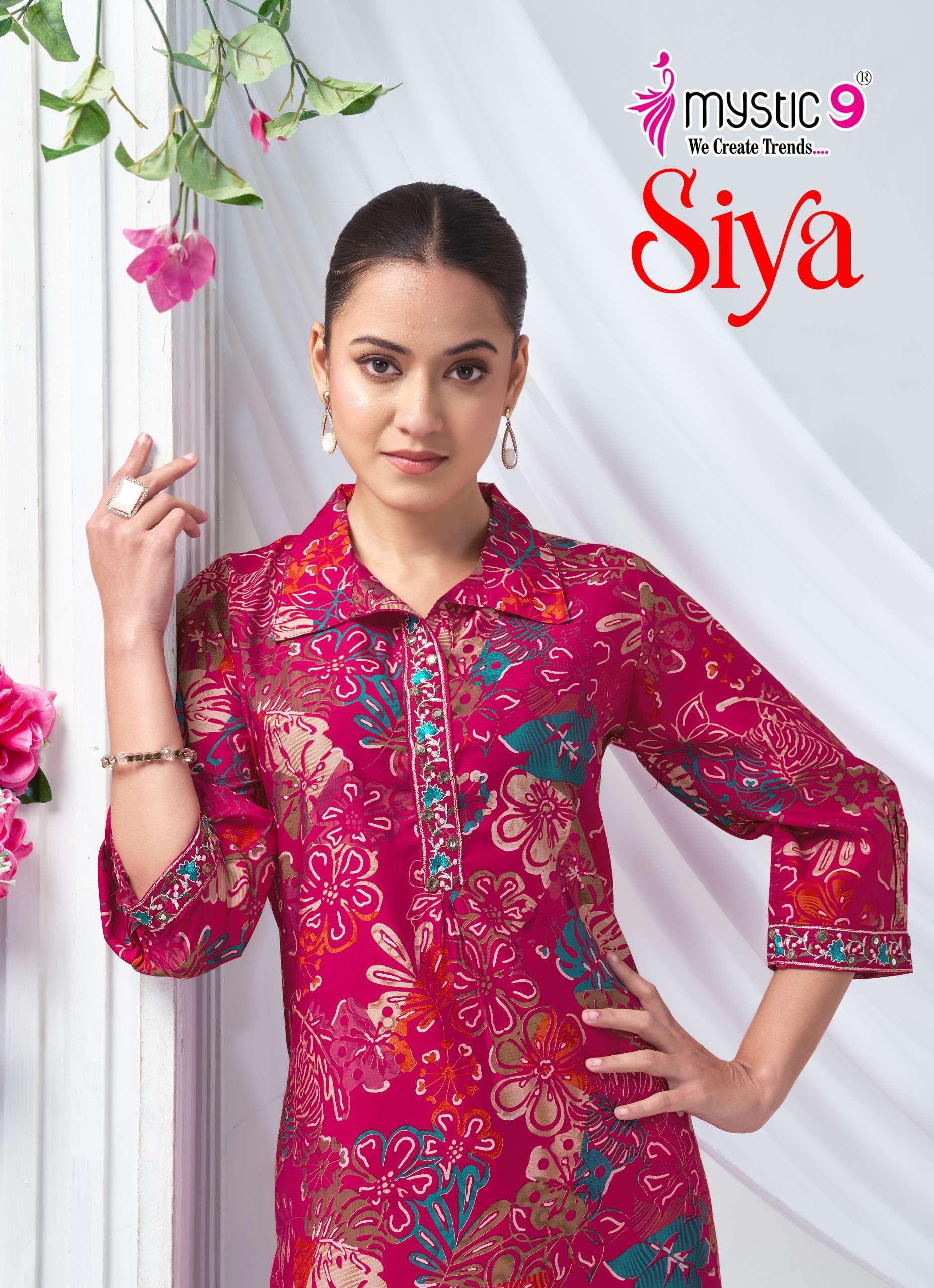 MYSTIC 9 SIYA VOL 2 SILK PRINT STRAIGHT CUT CO ORD SET CATAL...