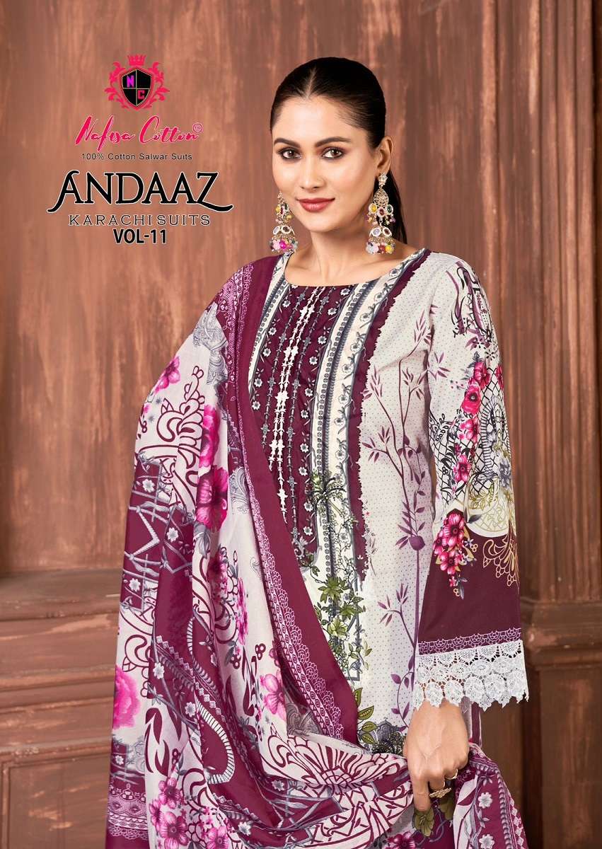 NAFISA ANDAAZ VOL 11 COTTON KARACHI DRESS MATERIAL RAMZAN WE...