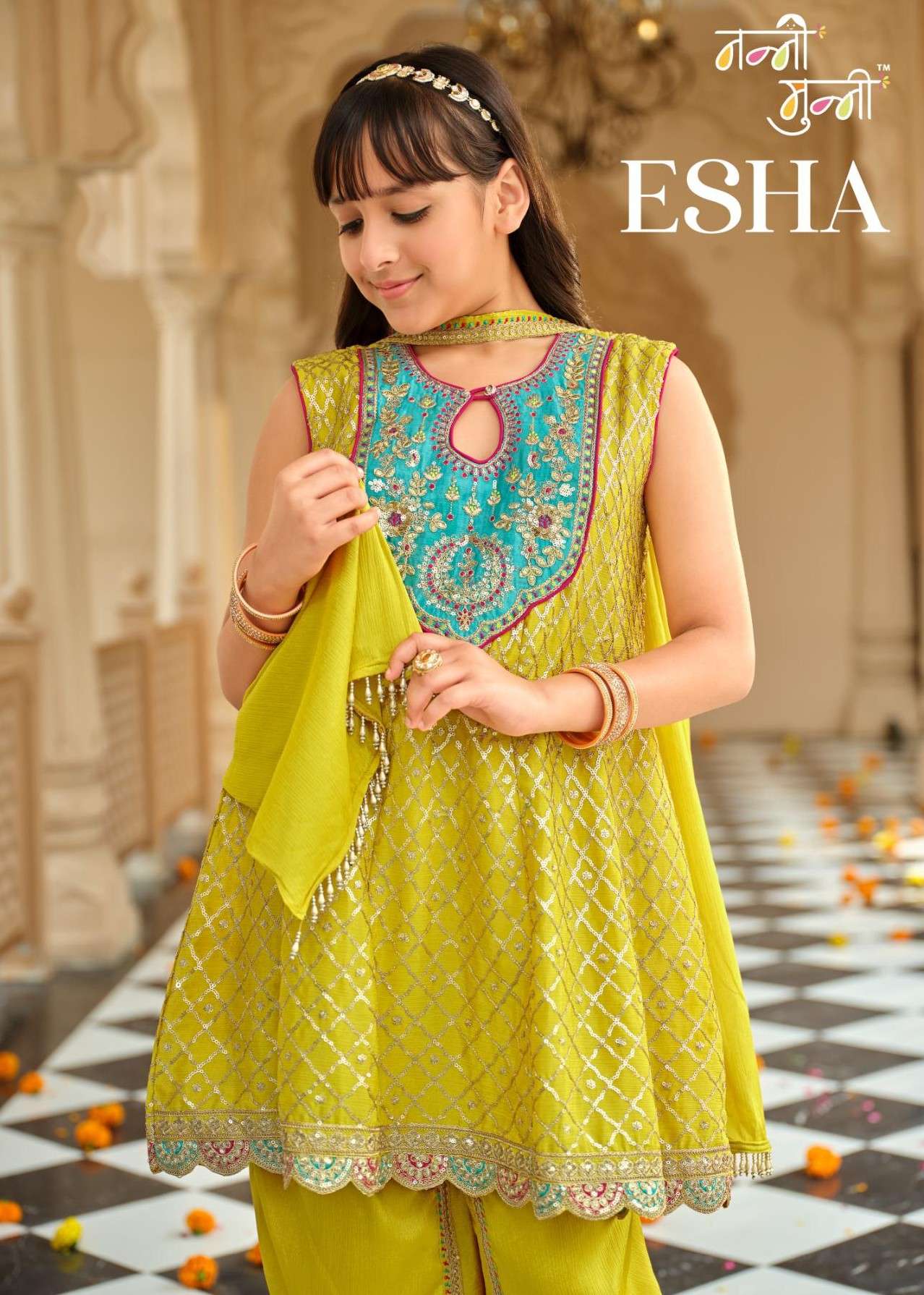NANNI MUNNI ESHA INDIAN FESTIVAL KIDS OUTFIT HEAVY DESIGN KU...