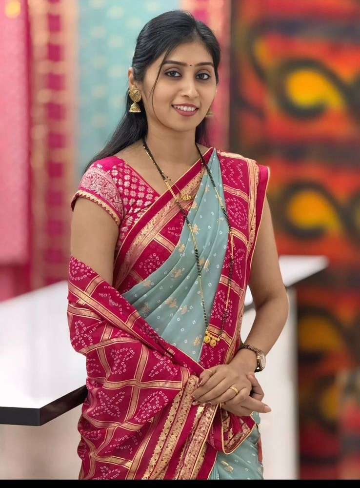 Navkar NX dola silk fabric print With fancy jaquard border &...
