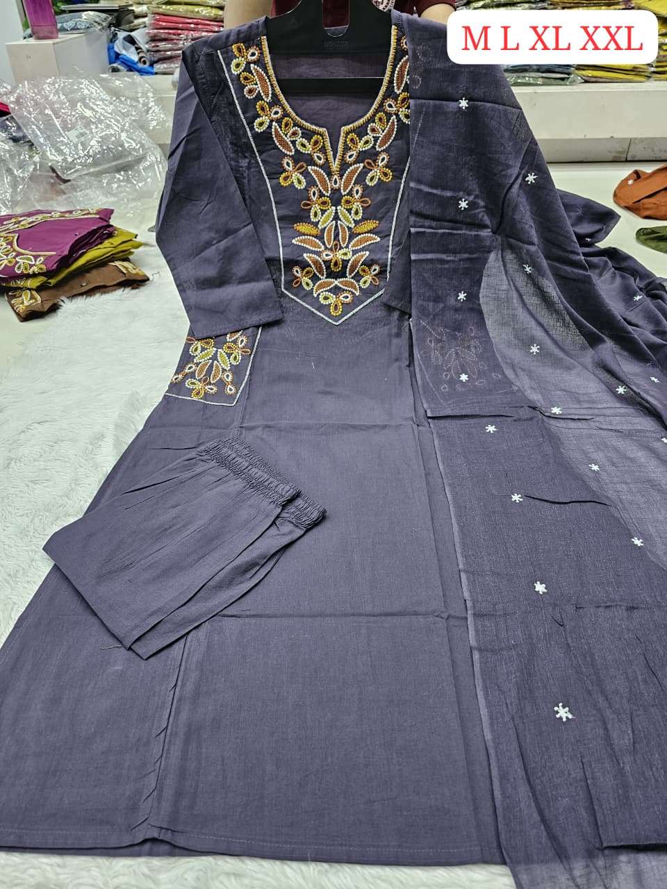 NECK WORK KURTI PANT SUIT COLLECTION SIMPLE GIRL TYPE DEALER...