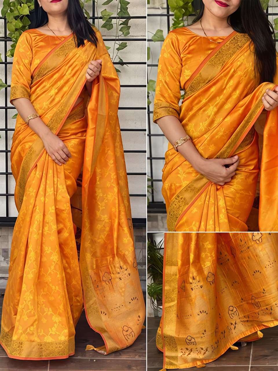  new arrival Maheshwari silk fabric with copper golden weavi...