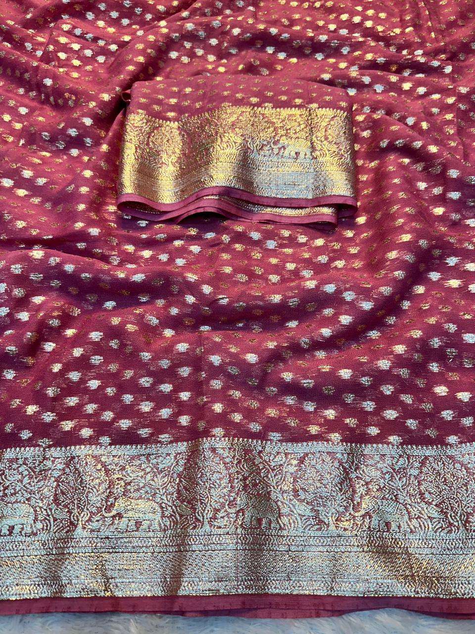 New Arrivals dot dot Pure Viscose Georgette fabric With Fan...
