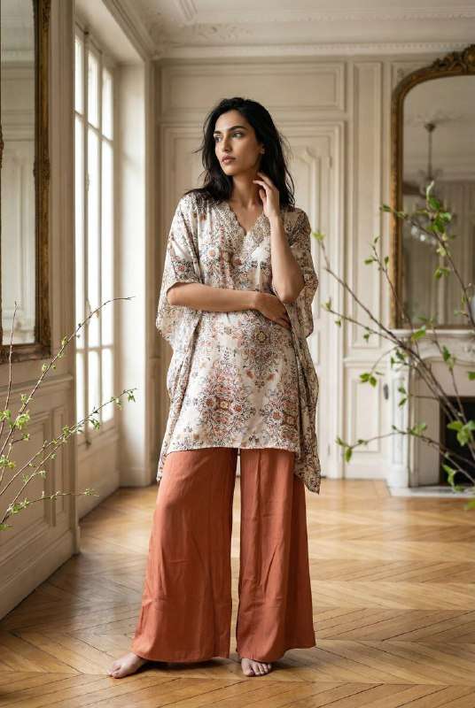 NEW FASHION AND DIGITAL PRINT KAFTAN KURTI PALAZZO VIRAL DEA...