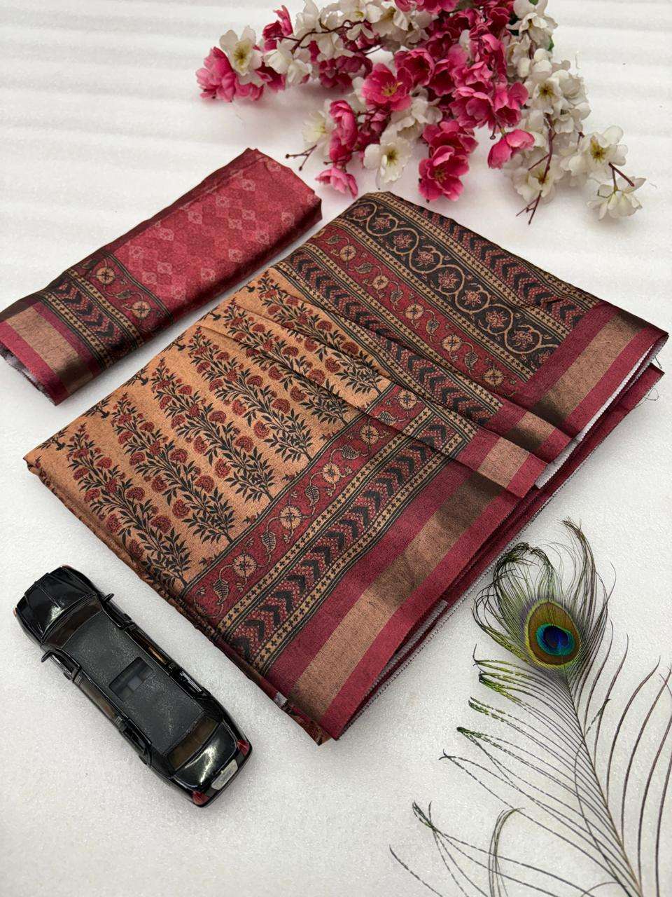 new launching black art silk fabric With Self Weaving Zari B...