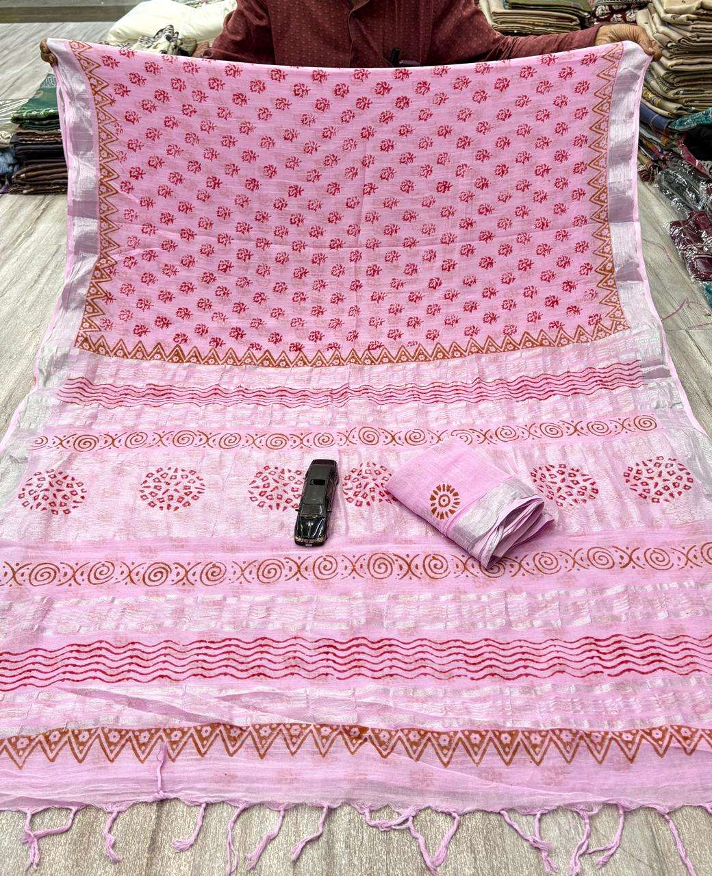  new launching pure and soft Bhagalpuri linen fabric hand bl...