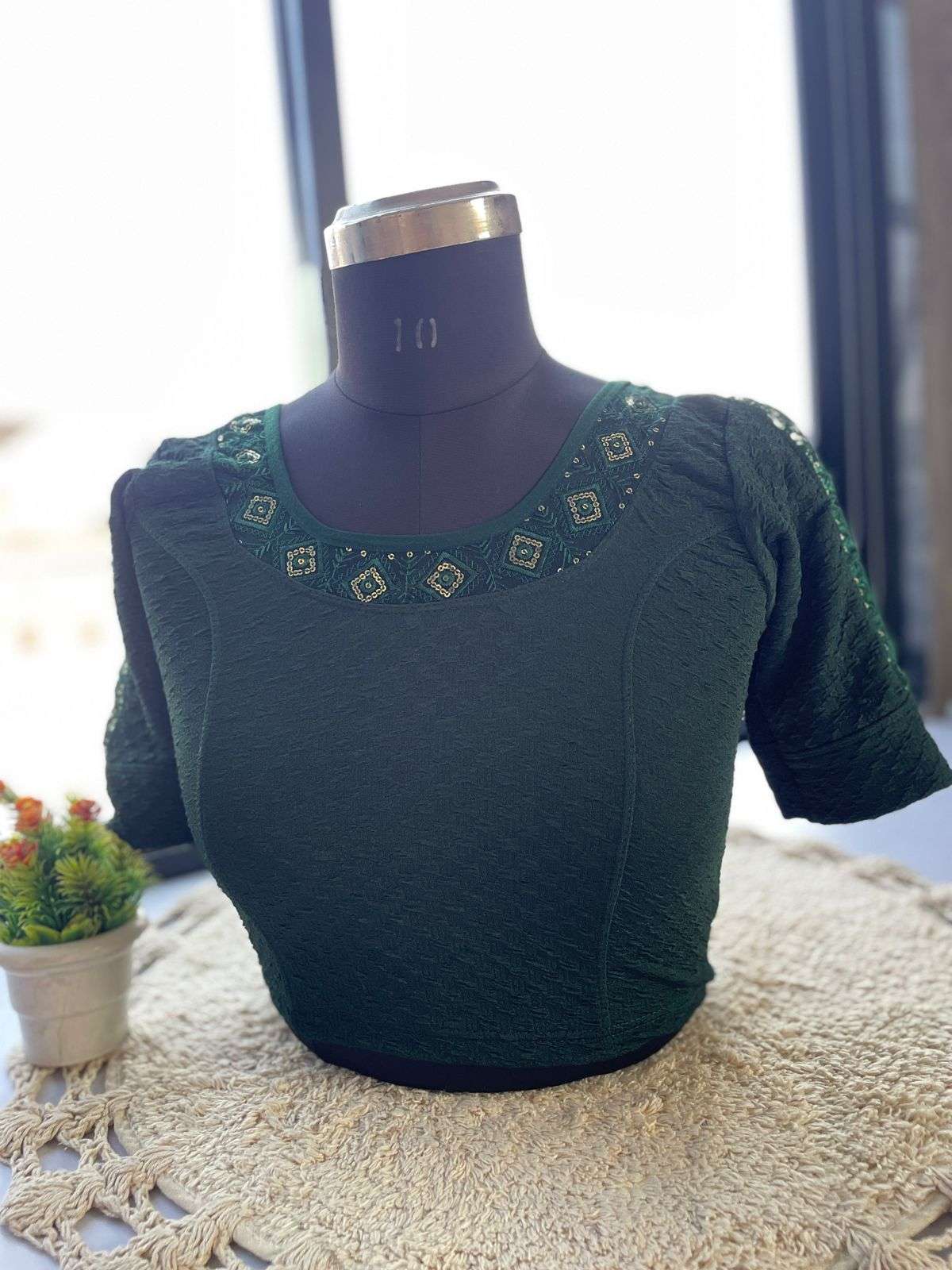 NIKU STRETCHABLE NETWORK HIGH NECK WITH EMBROIDERY NET BLOU...
