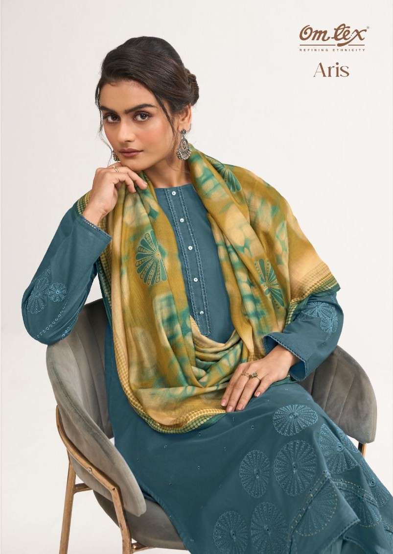 OM TEX ARIS PREMIUM LAWN COTTON EMBROIDERY 3 PIECE SUIT FANC...