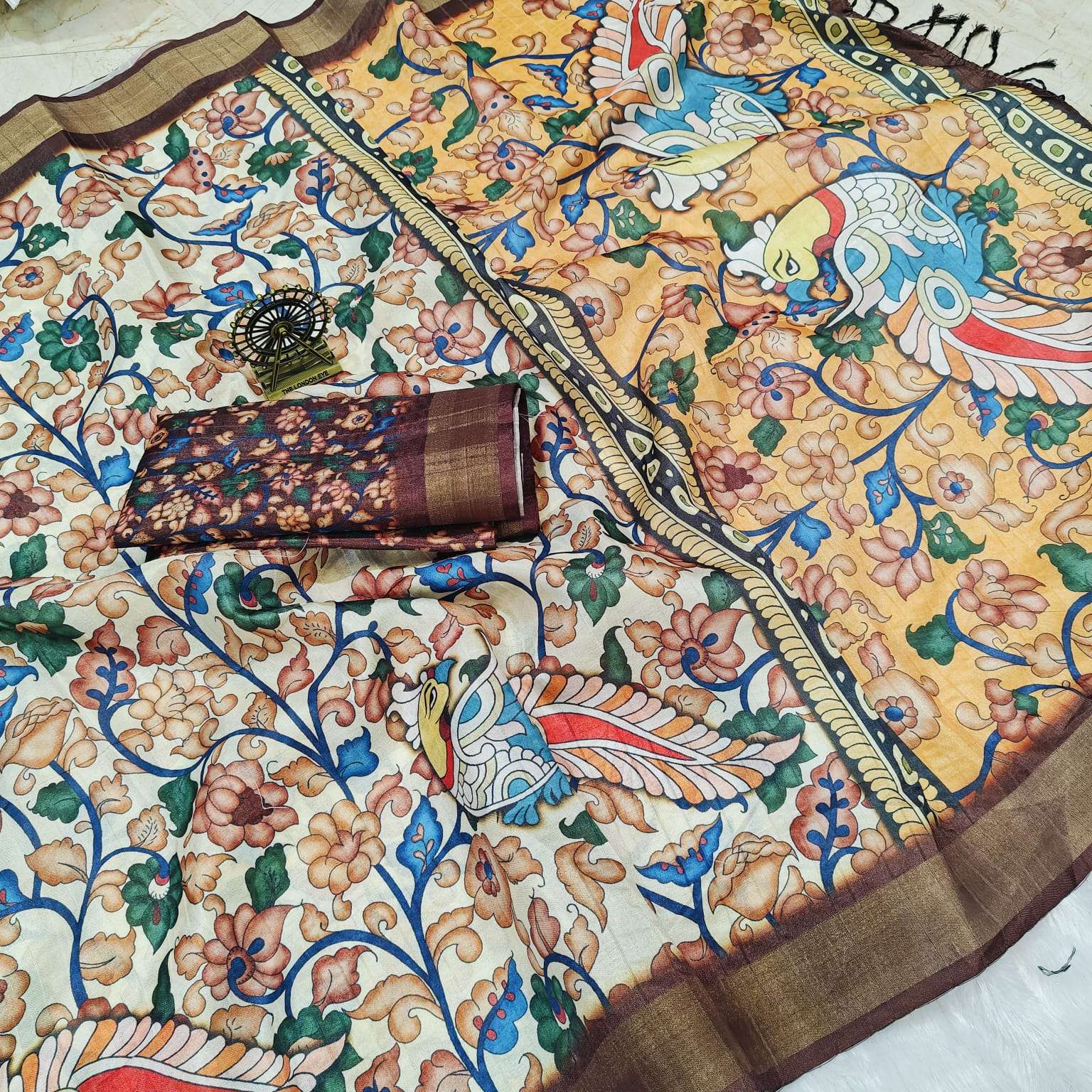 one Pure Handloom Silk fabric with beautiful and fancy Digit...
