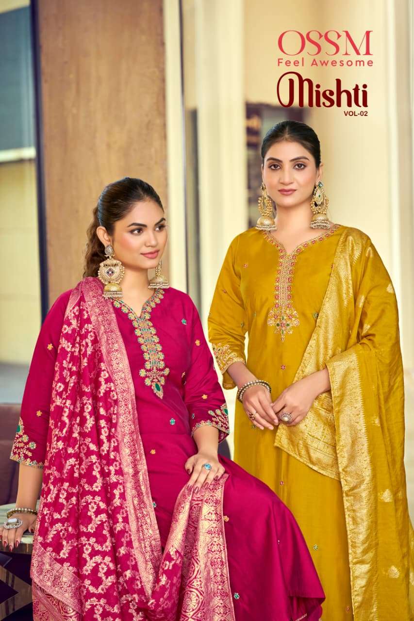 OSSM MISHTI VOL 2 ROMAN SILK WITH ASTAR SUIT PANT POCKET RES...