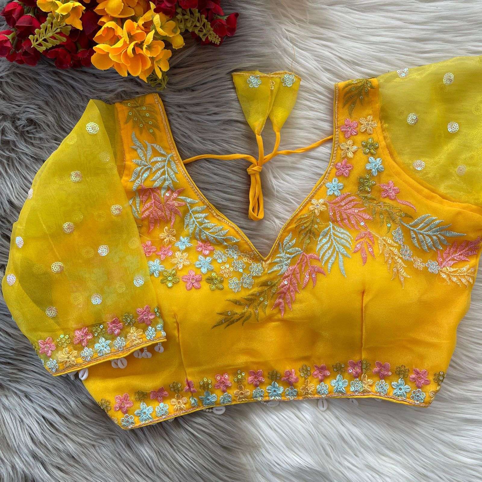  palak 5 Heavy Soft Oranga Silk and Heavy net with embroider...