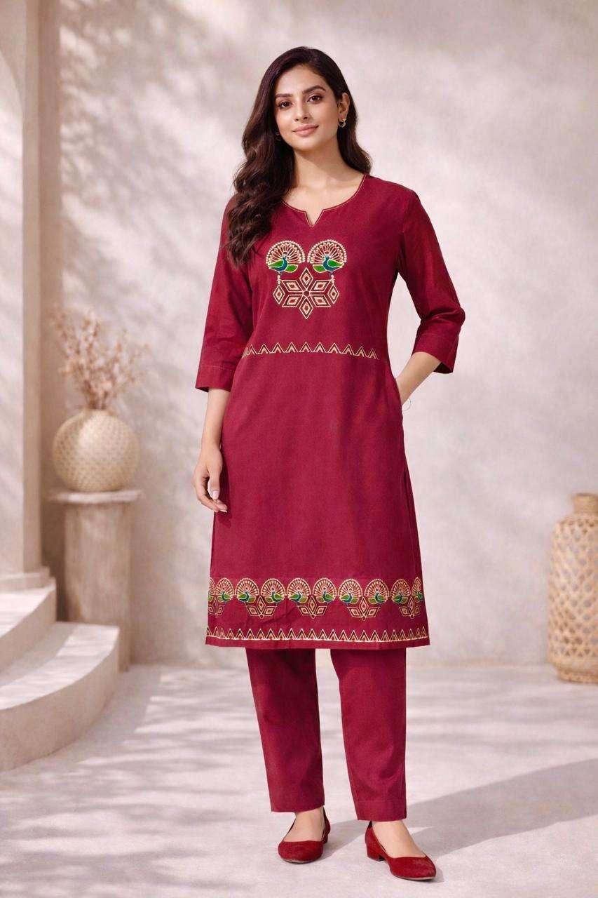 PATTERN COTTON DHABHU PEACOCK PRINT CORD SET DAILY BASE INDI...