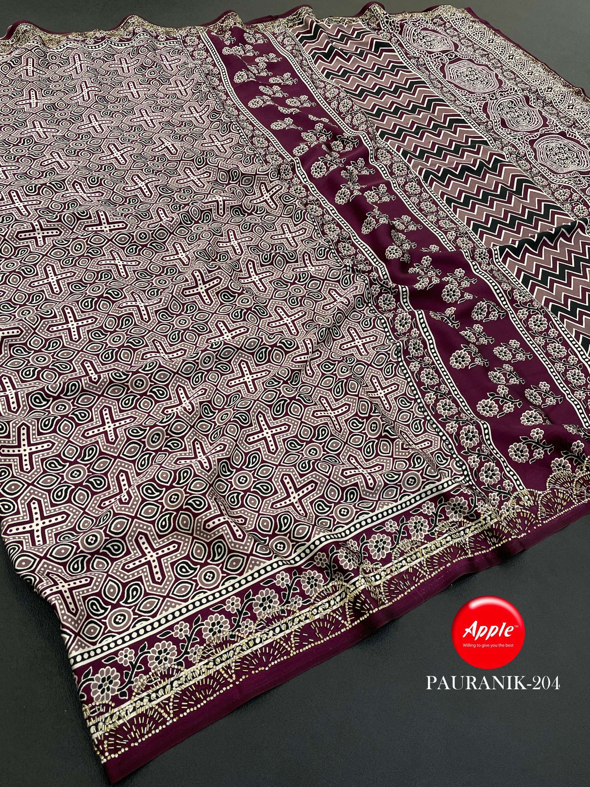 PAURANIK VOL 02 AJRAK PRINT GAJJI MODAL SARTIN FABRIC SIROSK...