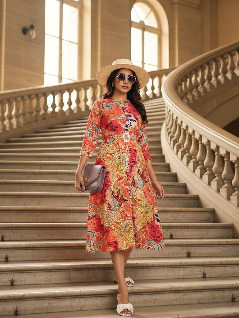 PRINTED DESIGNER FROCK ONE PIECE FASHION GIRL WEAR SUPPLIER ...
