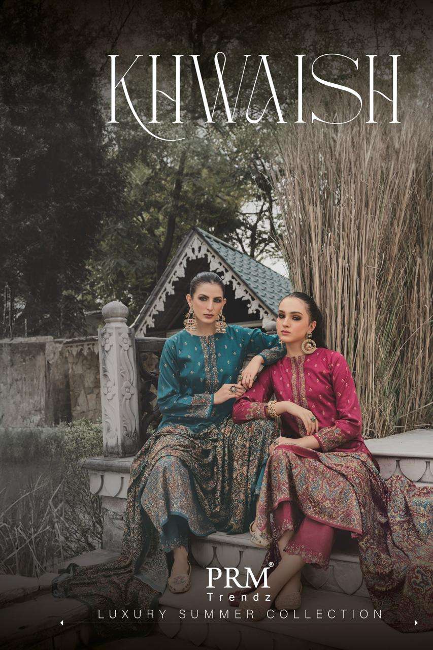 PRM TRENDZ KHWAISH JAAM SILK BUTI DESIGNE SALWAR SUIT FESTIV...