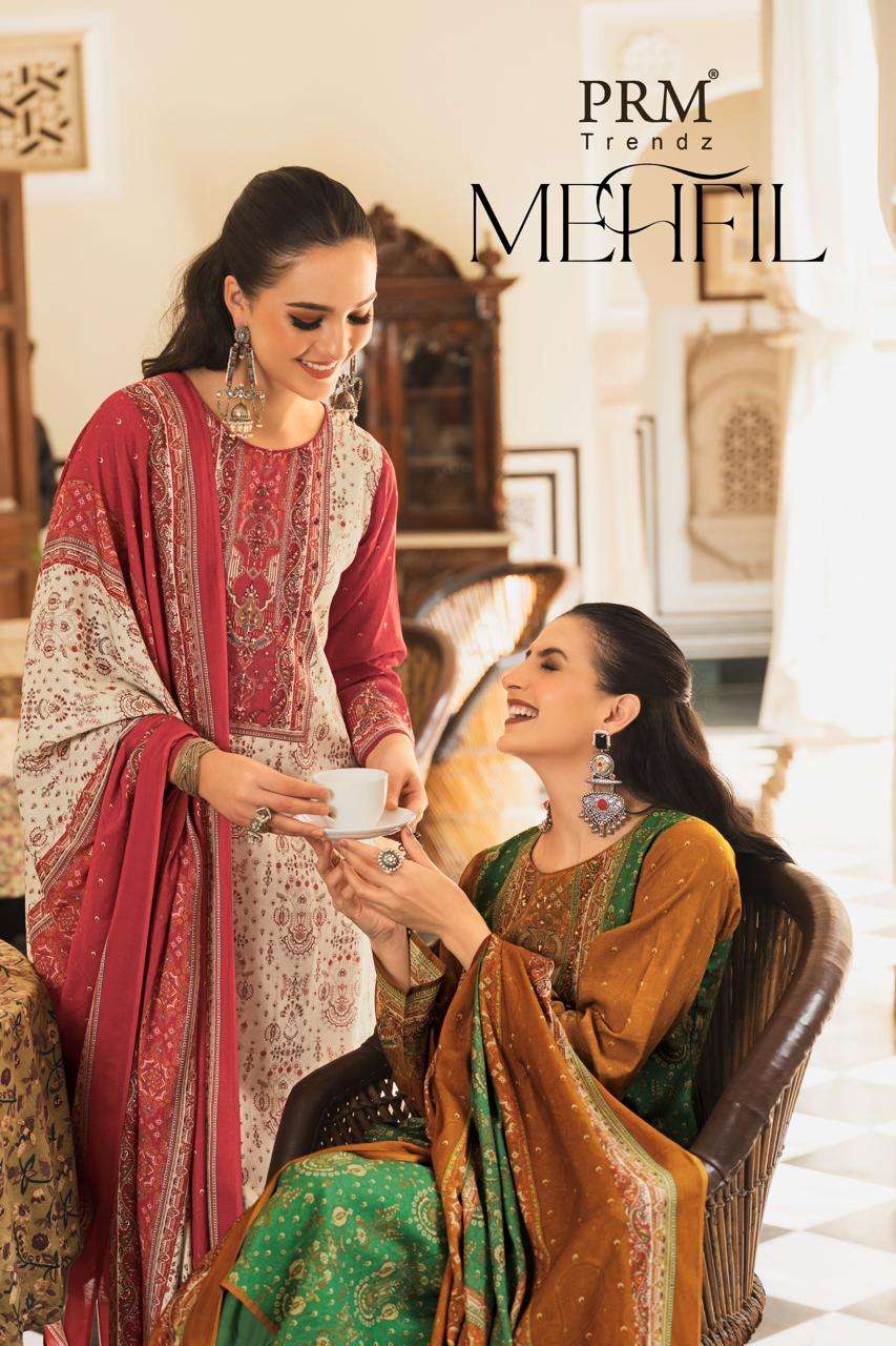 PRM TRENDZ MEHFIL MAL CHANDERI FLOWER DESIGNER MATERIAL DRES...