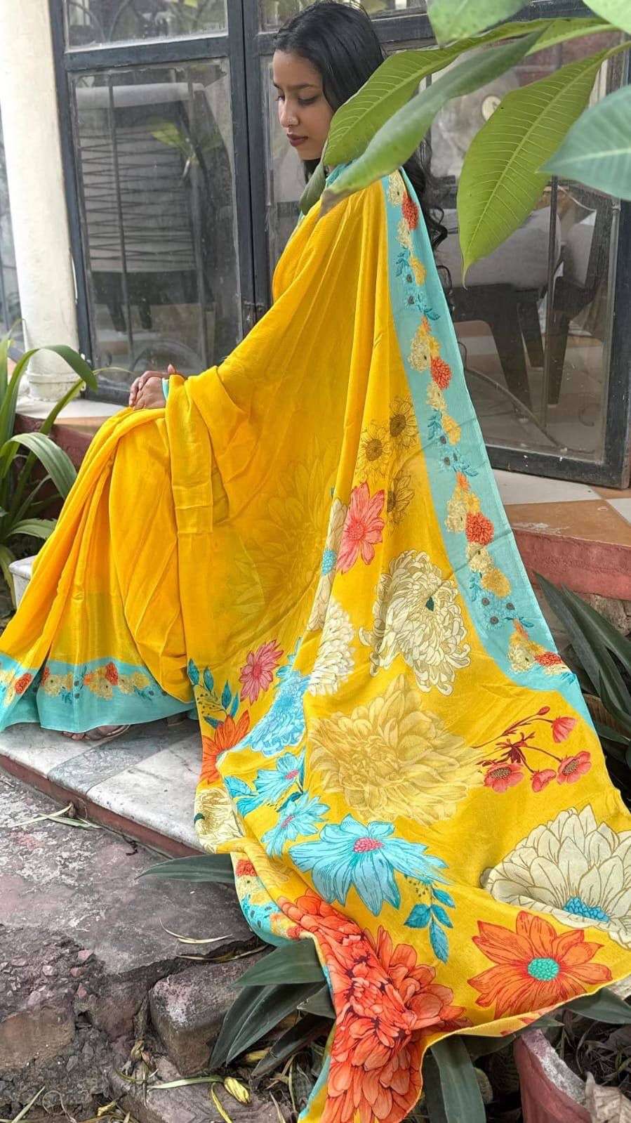 pure and comfortable Lustro silk fabric with Digital Print r...