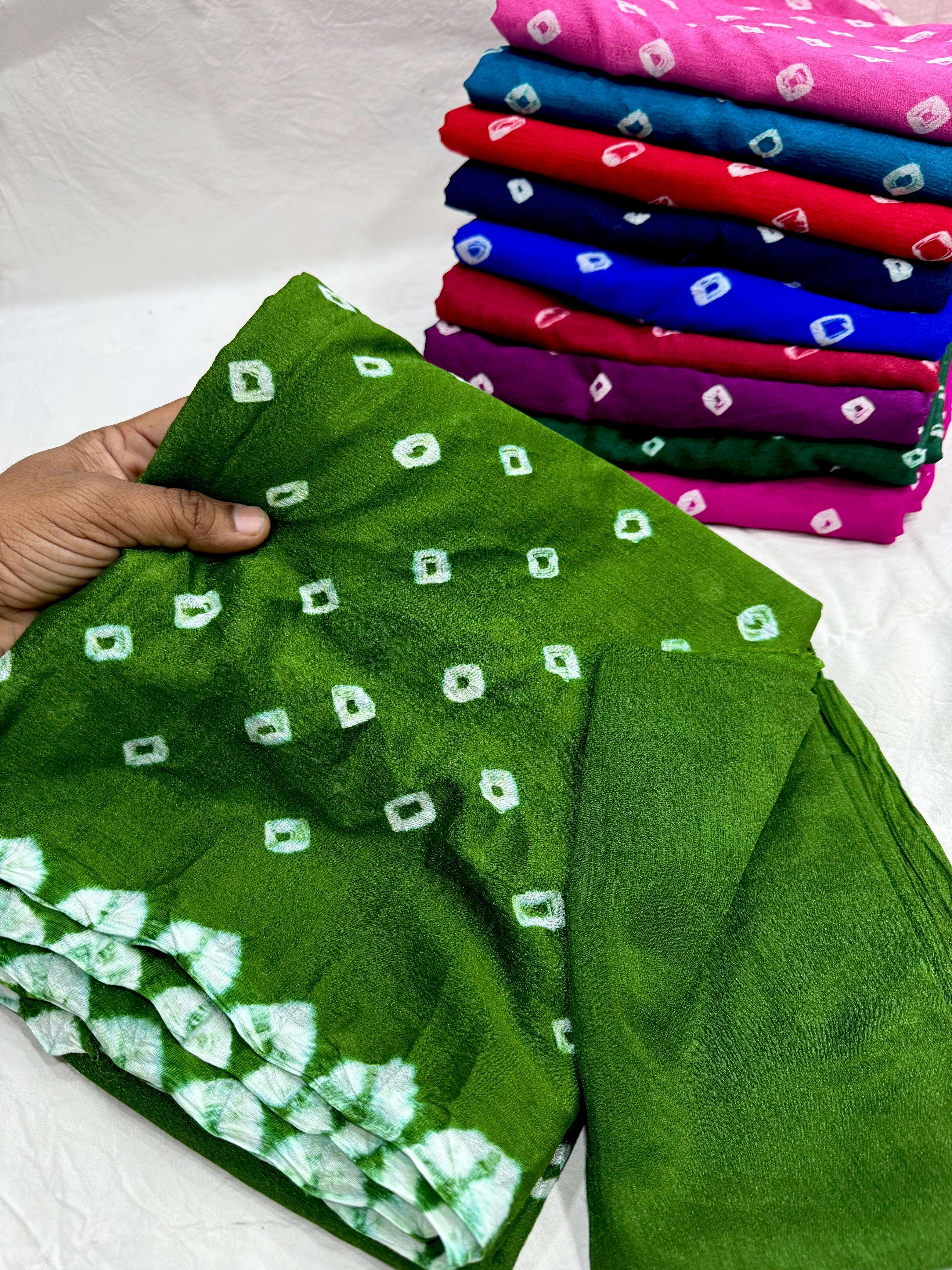 Pure Chinon Fabric and Awesome Heavy With Hand Bandhej With ...