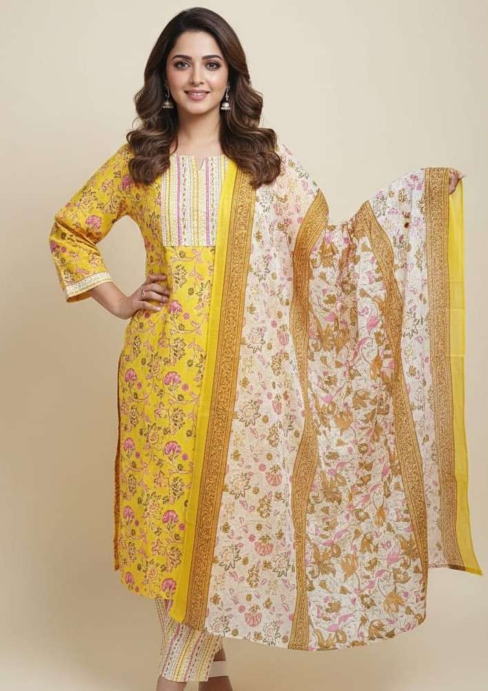 PURE COTTON READYMADE KURTI PANT DUPATTA COMFORT SUMMER CLOT...