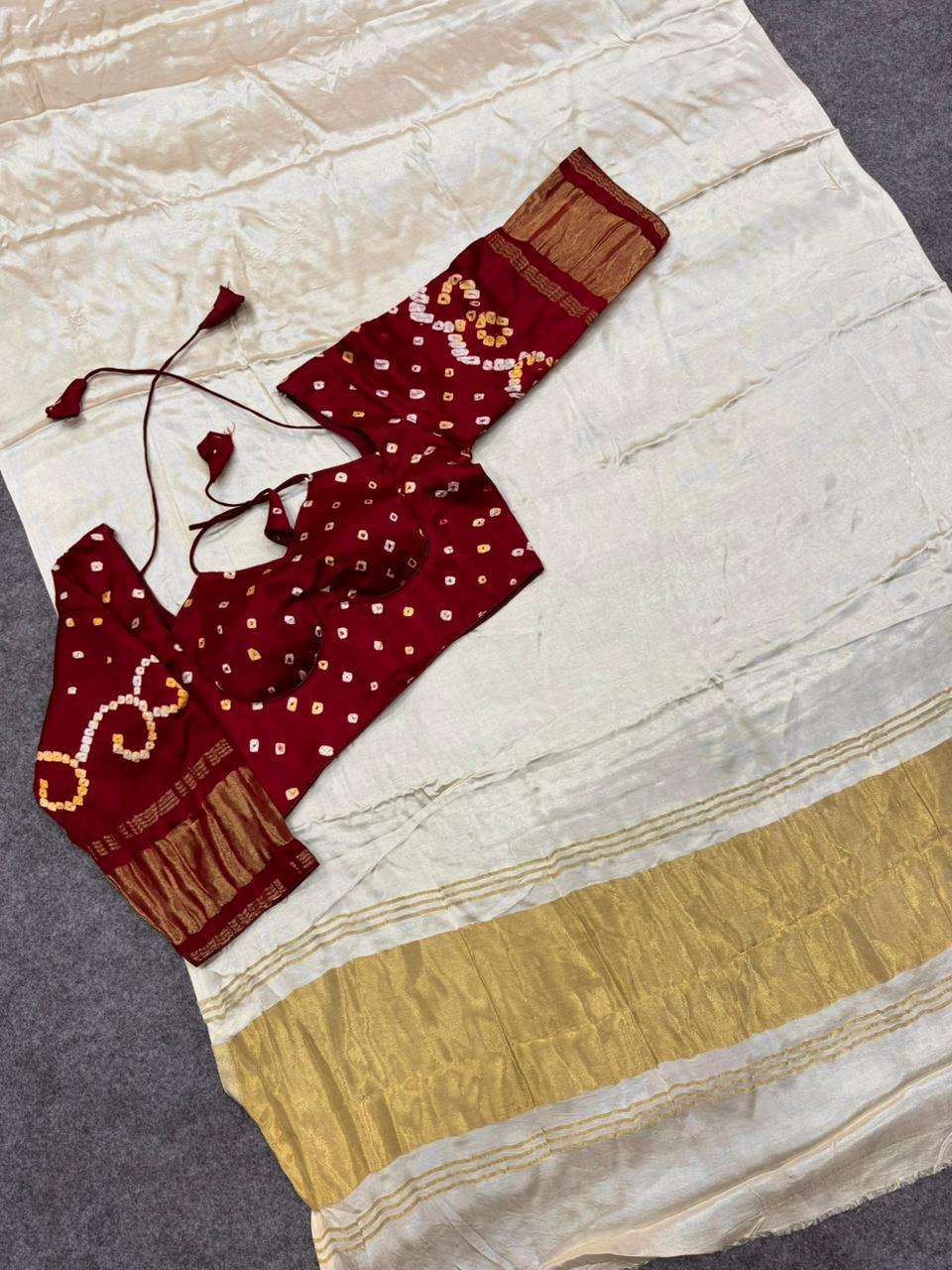 Pure Gajji silk Plain fabric timeless divine saree party wea...
