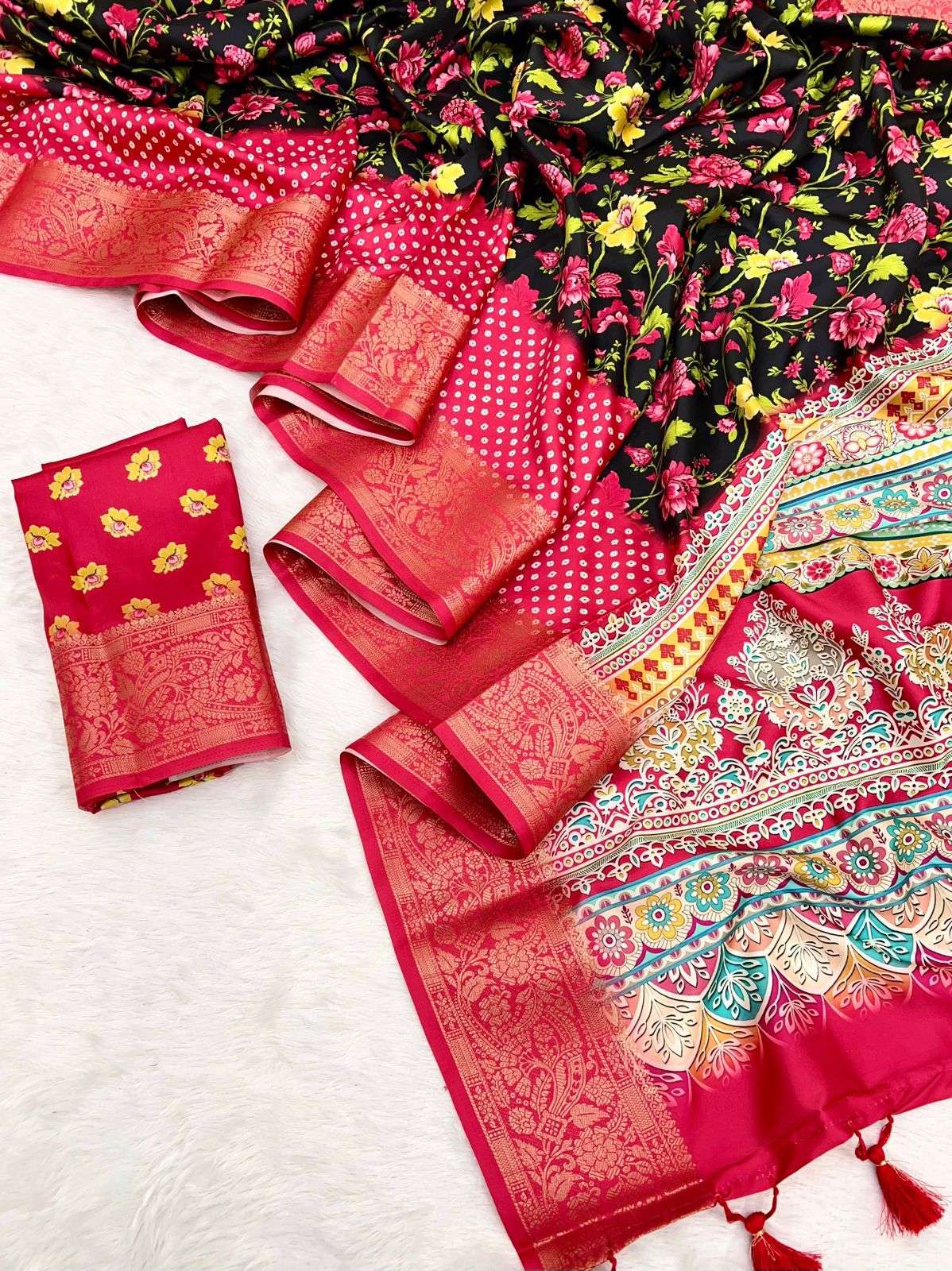 RADHA RANI LICHI SILK FABRIC WITH HD DIGITAL PRINT REGULAR W...