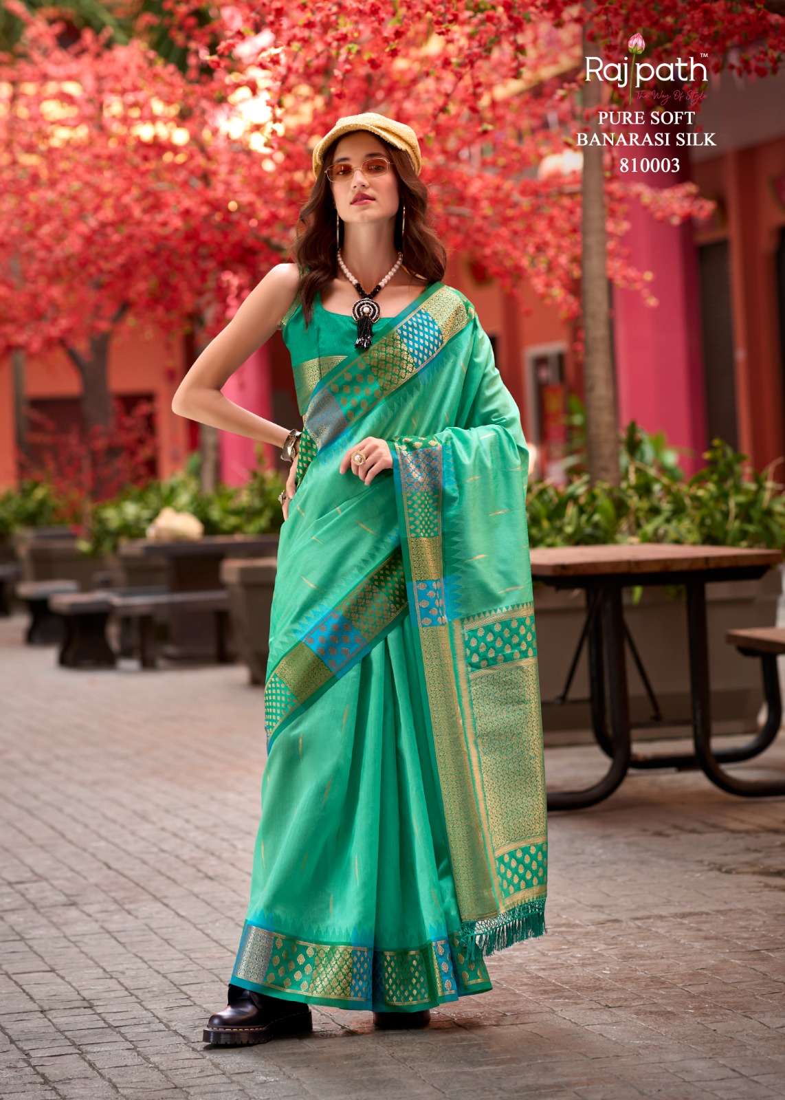 RajPath Fabric Rangoli Art Pure Banarasi Silk fabric With Be...
