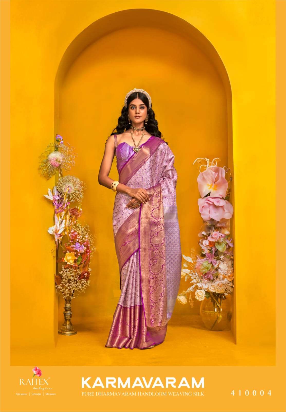 RAJTEX FABRICS KARMAVARAM PURE DHARMAVARAM SILK PURE HANDLO...