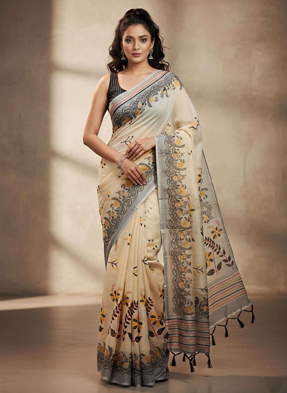 Rangili Very Soft linen fabric floral digital print with mul...