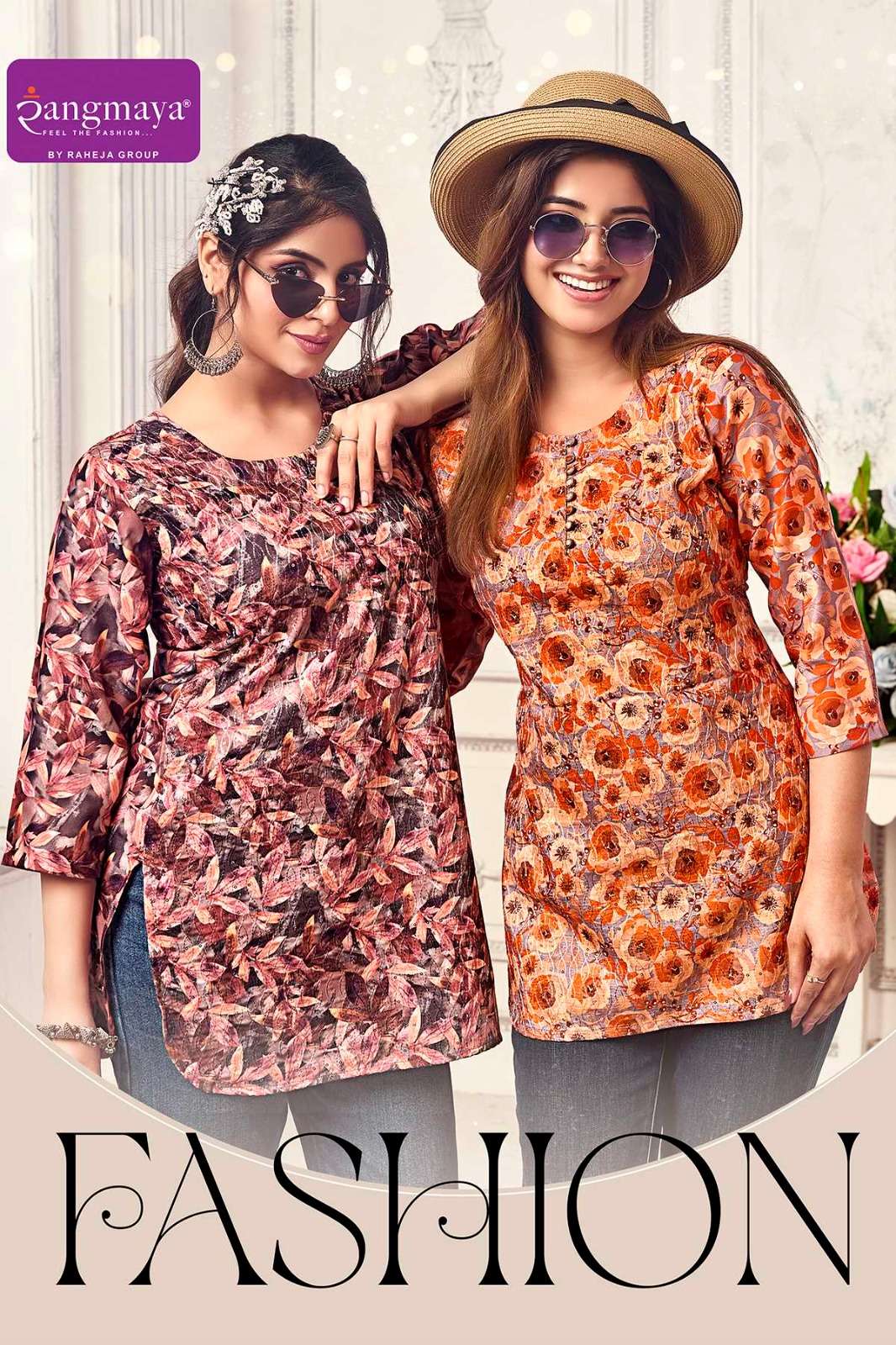 RANGMAYA FASHION CHIKAN WORK TUNIC SHORT TOP FOR OFFICE DAIL...