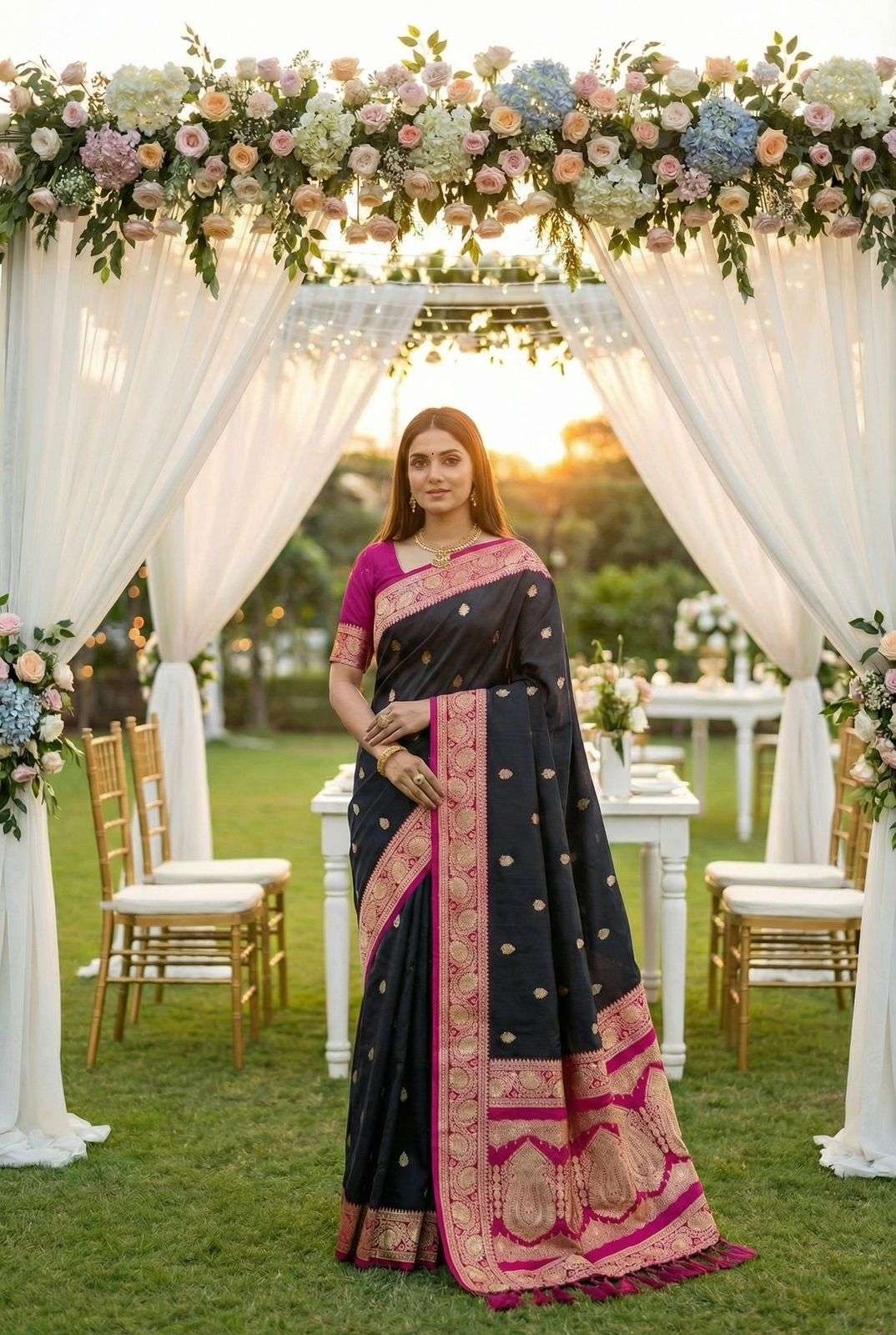 Rangoli soft and pure Banarasi silk fabric weawing contrast ...
