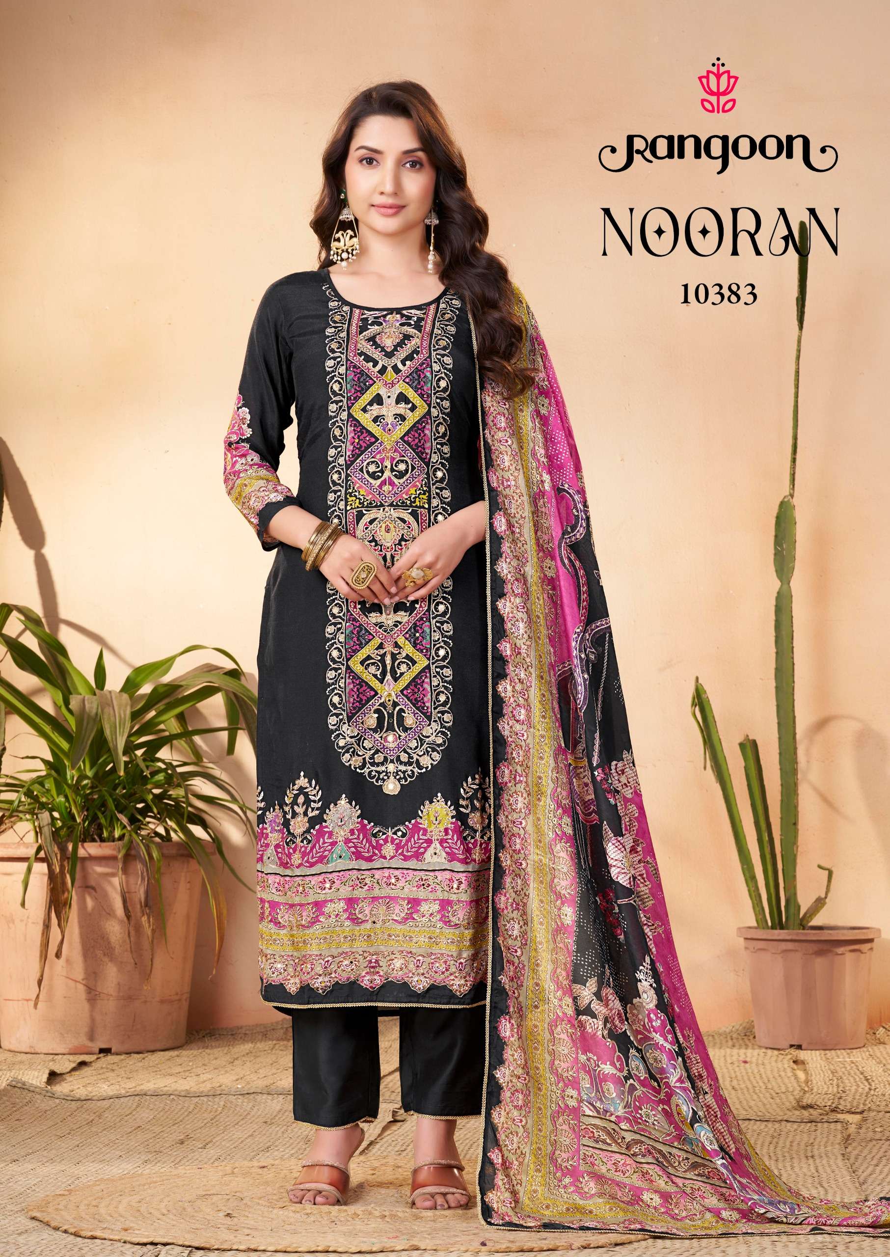 RANGOON NOORAN EXCLUSIVE DIGITAL PRINT AARI WORK SALWAR SUIT...