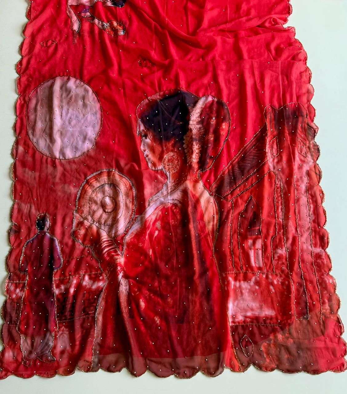 red is glow Soft Weightless Fabric for Beautiful Karva Chaut...