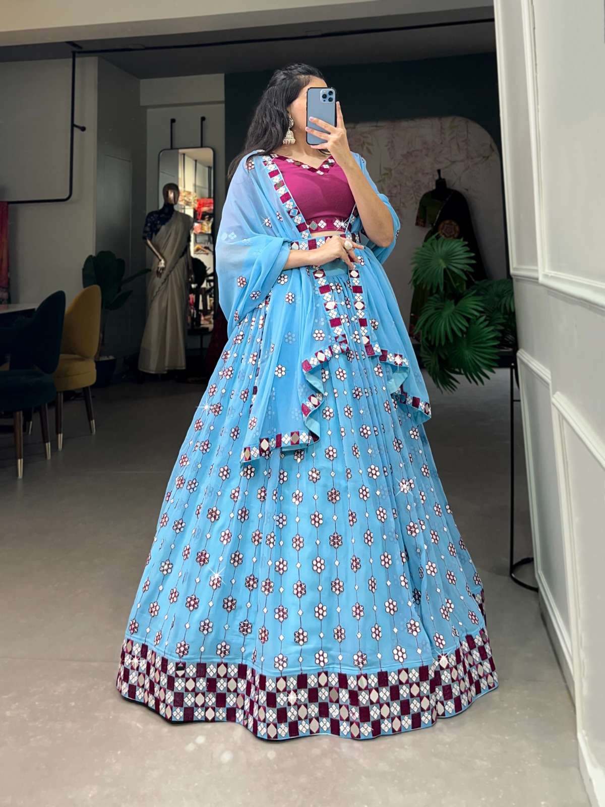 red ruby classic and premium Georgette fabric Our new design...