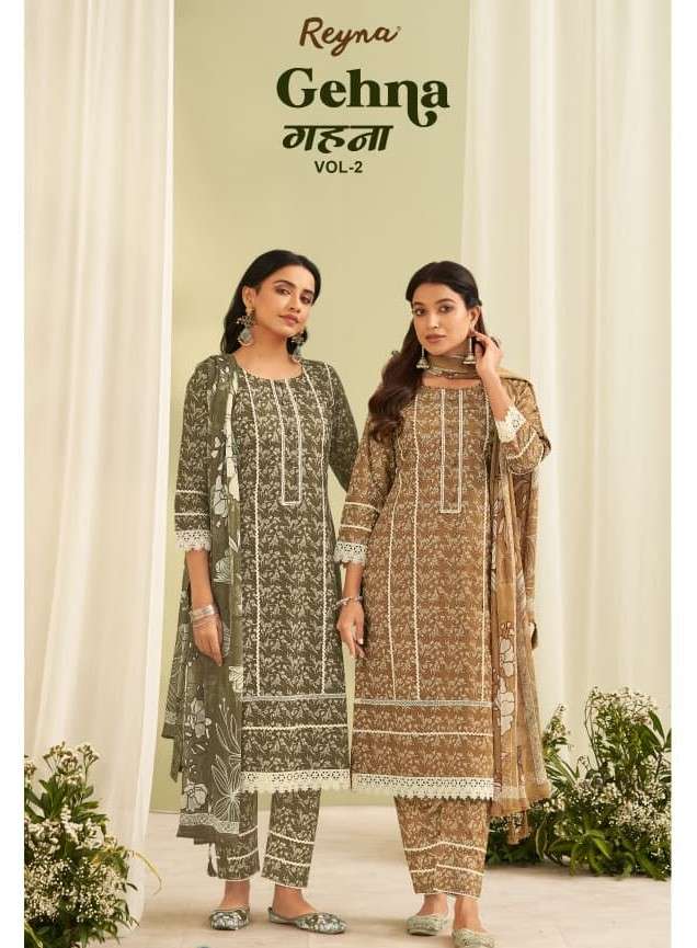 REYNA GEHNA VOL 2 SUPERIOR COTTON BLOCK PRINT KAMEEZ SUIT WH...