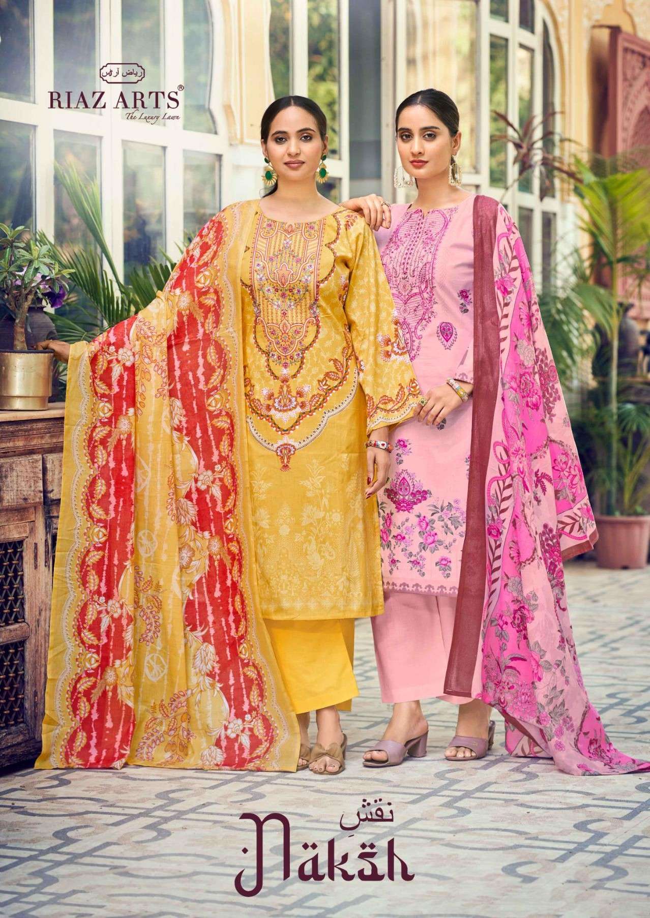 RIAZ ARTS NAKSH COTTON CAMRIC LAWN PRINT SALWAR SUIT WITH SU...