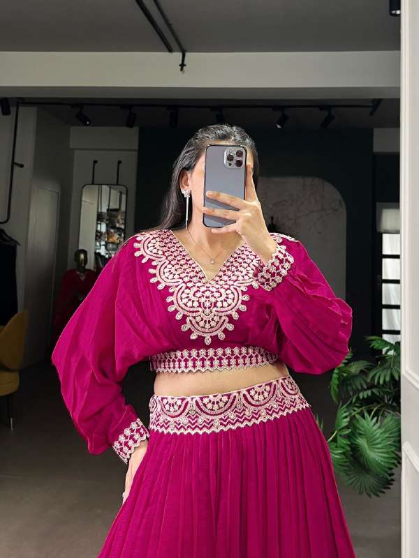 RIWAAZ READY TO WEAR SILK THREAD WORK BLOUSE LEHENGA BOUTIQU...