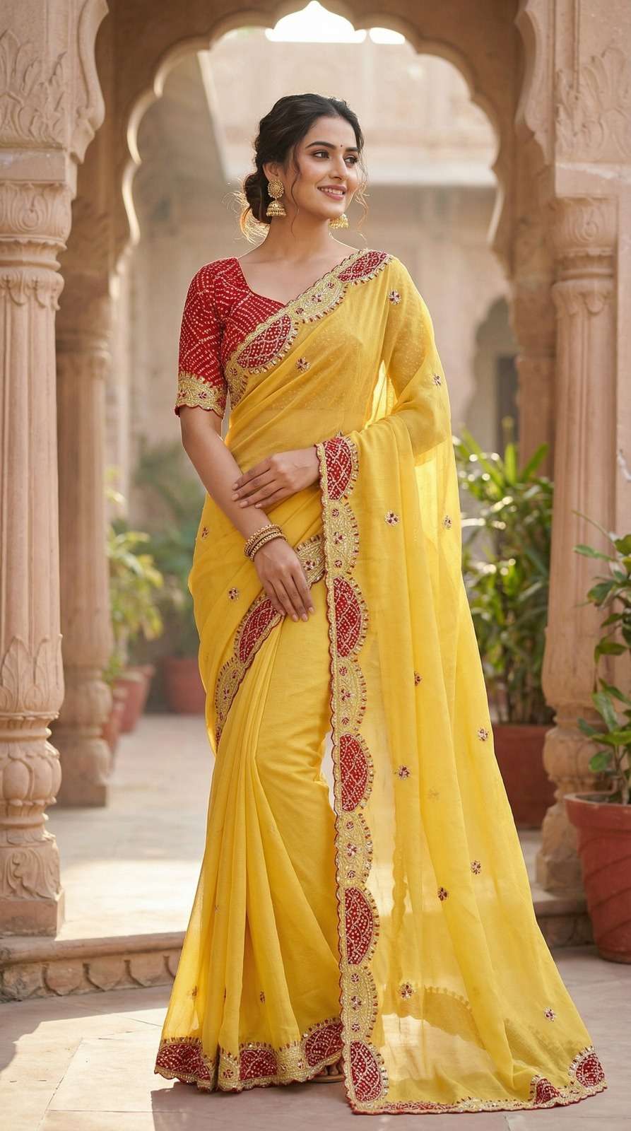 RK001 Elegance Premium Crush silk With Zari Sequence embroid...