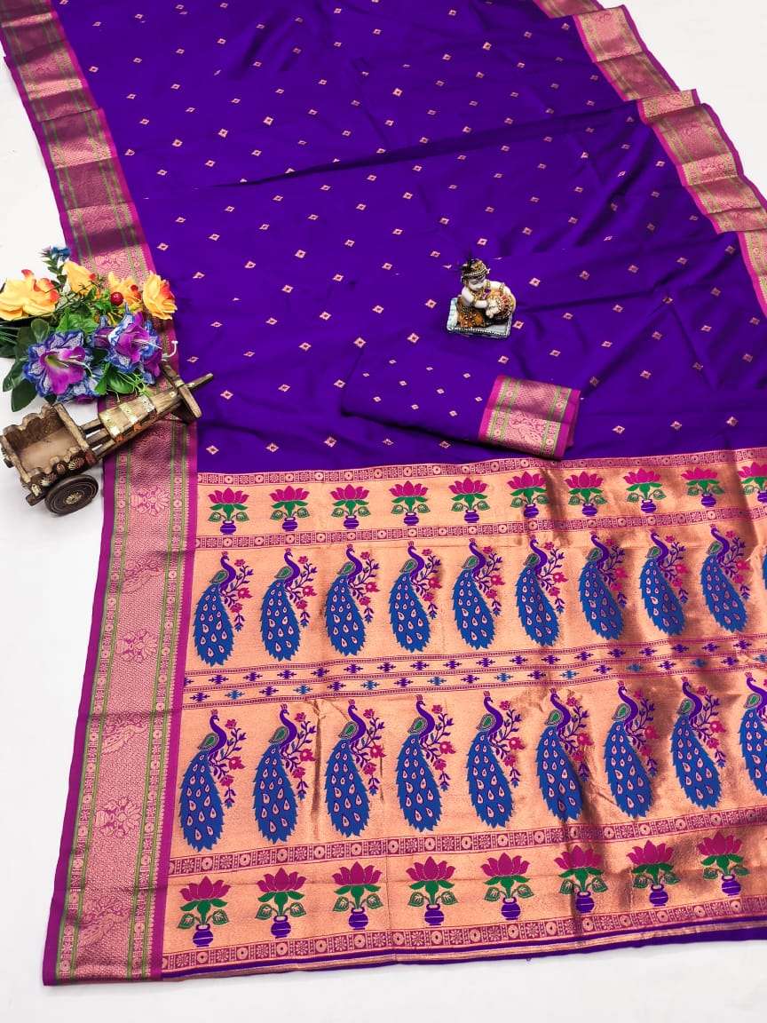 Rushtam Paithani with Beautiful pure soft banarasi silk with...