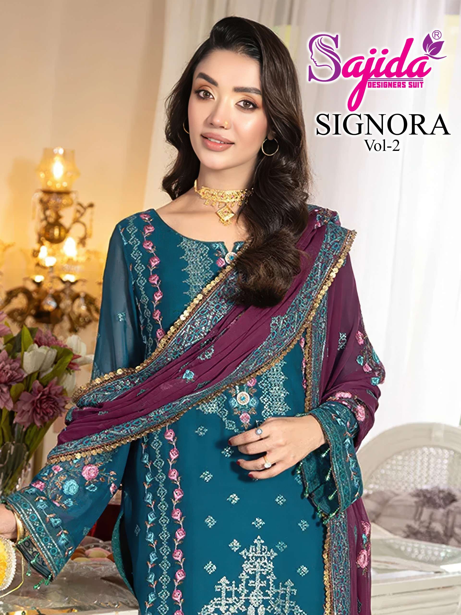 SAJIDA DESIGNER SUITS SIGNORA VOL 2 1140 TO 1142 FUNCTION HE...