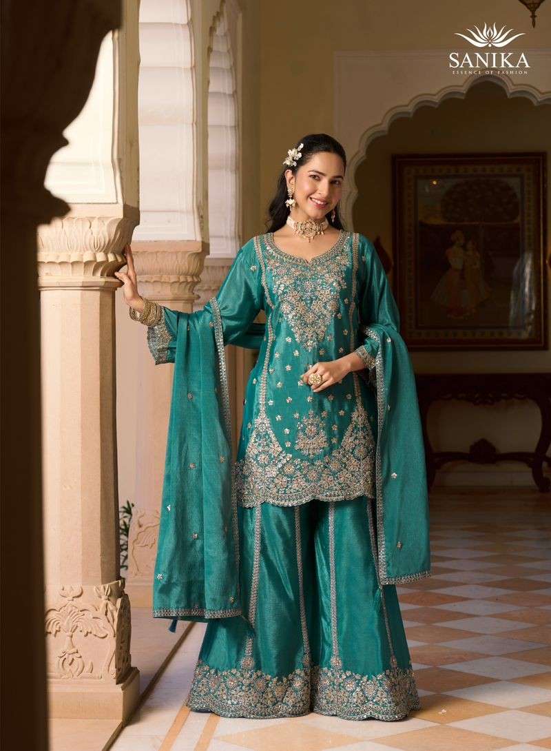 SANIKA FASHION PEHAR LUXURY BRAND TOP PLAZZO PANT AND HAND W...